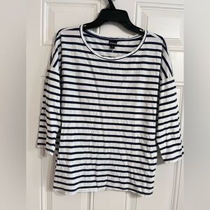 Patagonia Women’s XL Shallow Seas 3/4 Sleeve Top Passport Stripe Birch White